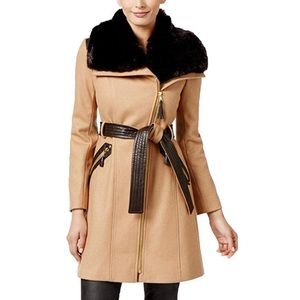 VIA SPIGA Assymetrical Faux Fur Coat size 6